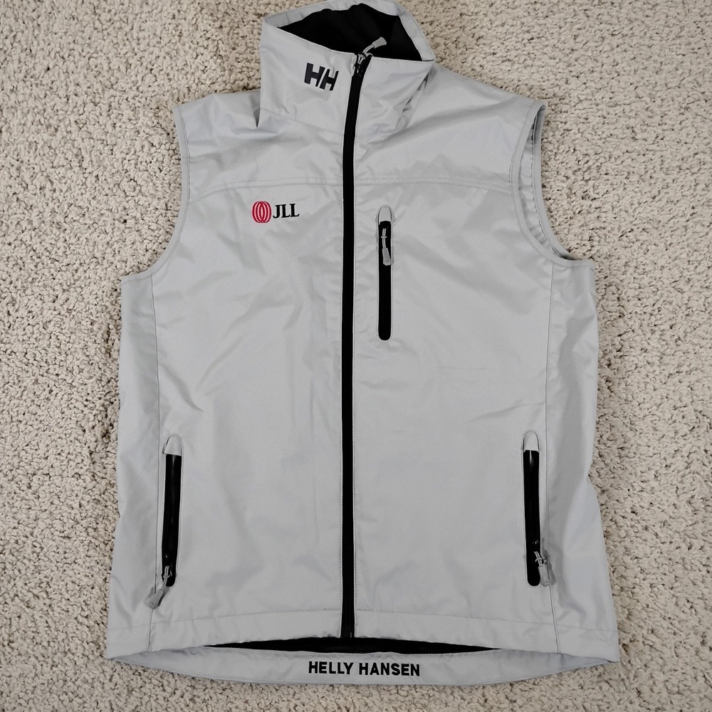 Helly Hansen Crew Vest Mens Medium Gray Gilet Polyester Zip Sailing Fishing Surf